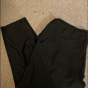 Pull on dark gray black striped pants